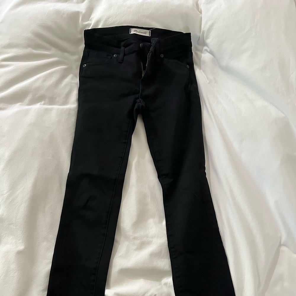 8” high rise skinny Madewell black jeans
